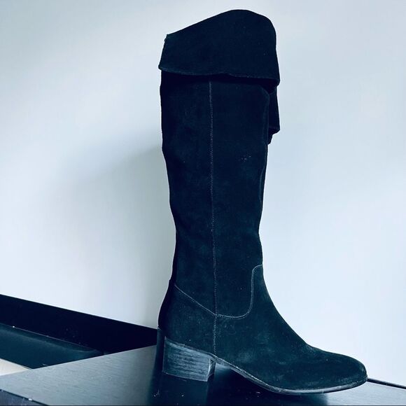 Steve Madden Tyga Suede Leather Black Over the Knee Boots 1.75” Block Heel Sz. 8 - Picture 8 of 16